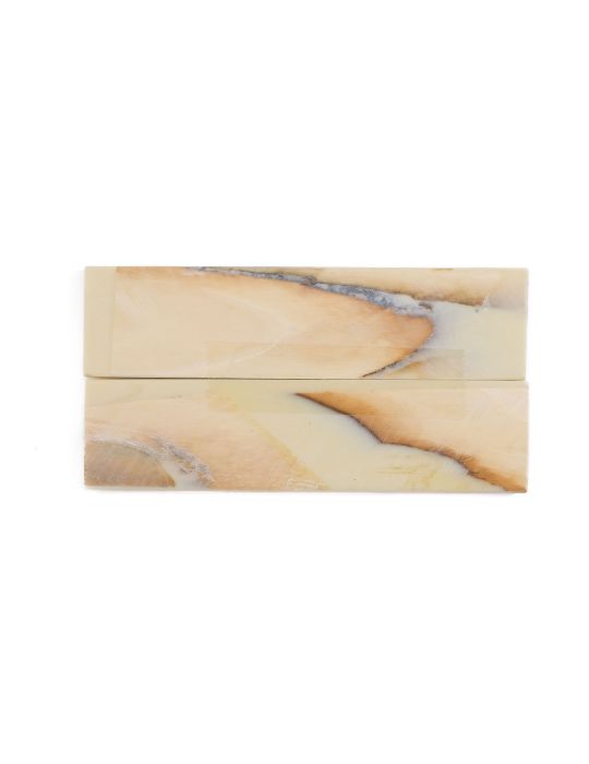 Manche pulpe d'ivoire de mammouth stabilisé résine beige | Coutellerie fossile | Mercorne
