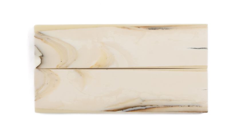 Manche pulpe d'ivoire de mammouth stabilisé résine beige | Coutellerie fossile | Mercorne
