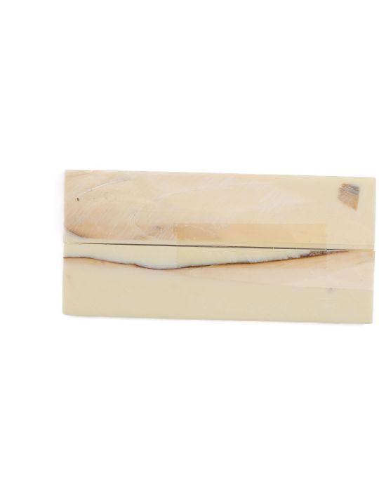 Manche pulpe d'ivoire de mammouth stabilisé résine beige | Coutellerie fossile | Mercorne
