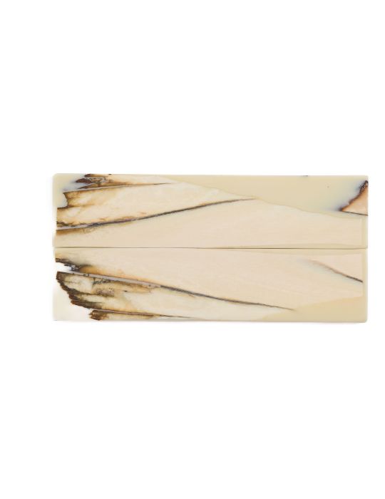 Manche pulpe d'ivoire de mammouth stabilisé résine beige | Coutellerie fossile | Mercorne