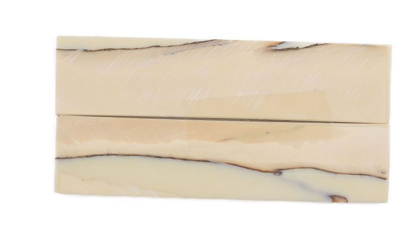 Manche pulpe d'ivoire de mammouth stabilisé résine beige | Coutellerie fossile | Mercorne