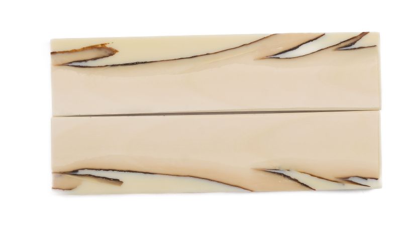 Manche pulpe d'ivoire de mammouth stabilisé résine beige | Coutellerie fossile | Mercorne