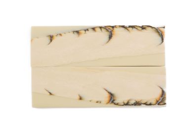 Manche pulpe d'ivoire de mammouth stabilisé résine beige | Fossile rare coutellerie | Mercorne