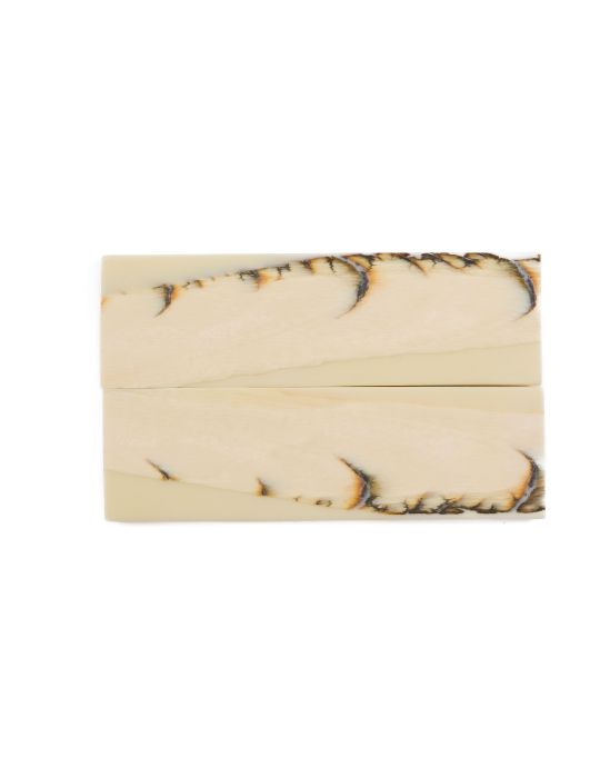 Manche pulpe d'ivoire de mammouth stabilisé résine beige | Fossile rare coutellerie | Mercorne