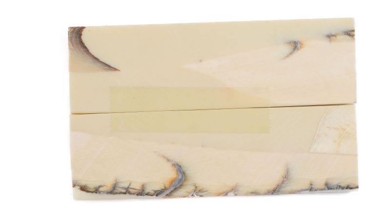 Manche pulpe d'ivoire de mammouth stabilisé résine beige | Fossile rare coutellerie | Mercorne