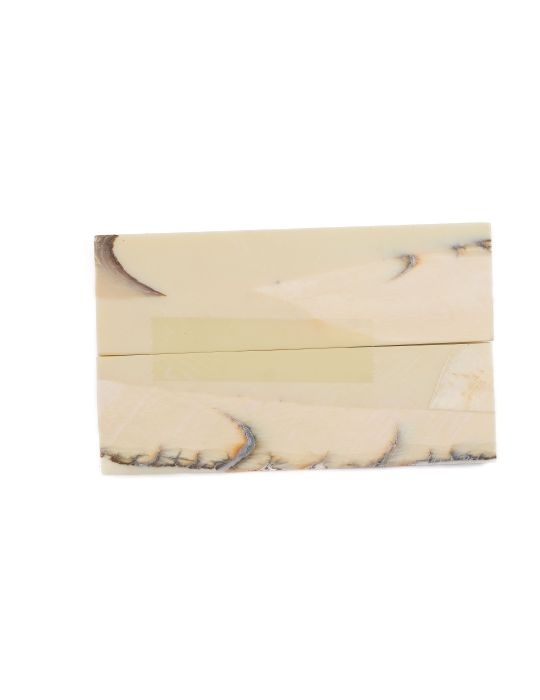 Manche pulpe d'ivoire de mammouth stabilisé résine beige | Fossile rare coutellerie | Mercorne