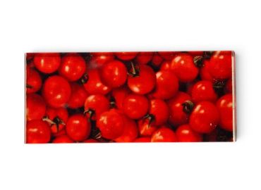 Plaque inclusion tissus TOMATE 2 - fond beige