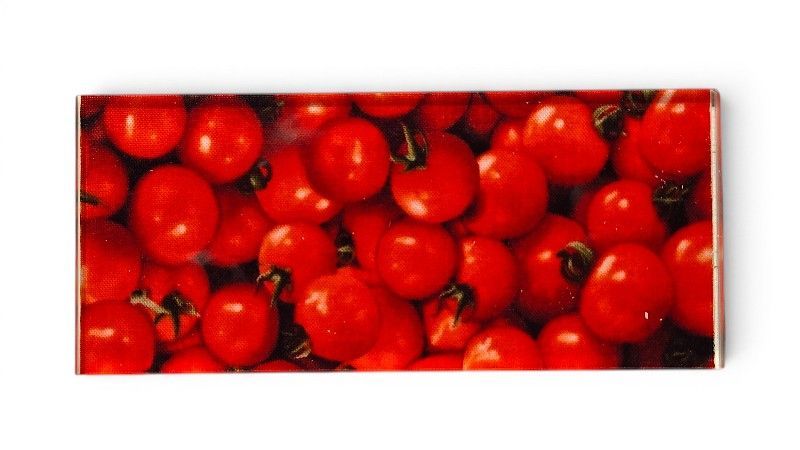 Stoffeinschlussplatte TOMATE 2 - beigefarbener Hintergrund