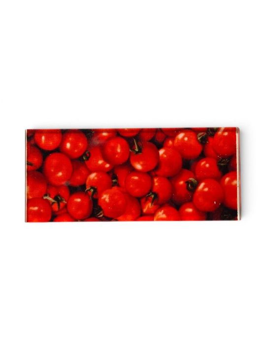 Plaque inclusion tissus TOMATE 2 - fond beige