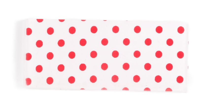 Plaque Inclusion Tissus Motifs géométriques - Points Rouges (Fond blanc) 140x60x6 mm