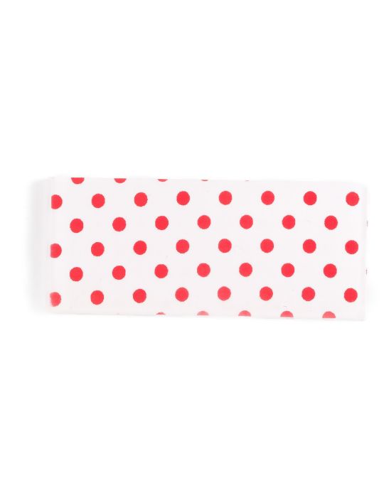 Signo de inclusión de tela con motivos geométricos - Puntos rojos (fondo blanco) 140x60x6 mm