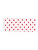 Cartello di inclusione in tessuto a motivi geometrici - Puntini rossi (sfondo bianco) 140x60x6 mm