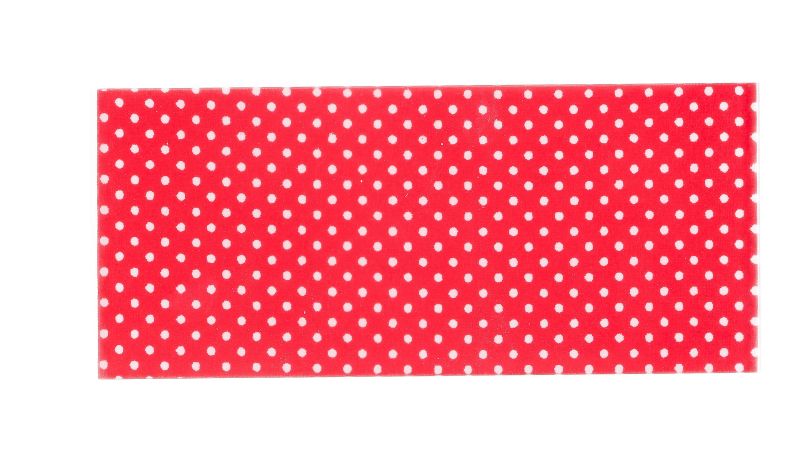 Placa de inclusión textil - Motivos geométricos - Puntos blancos sobre fondo rojo - 140x60x6 mm