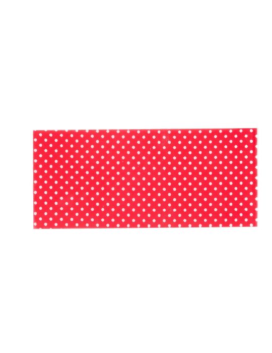Piastra di inclusione in tessuto - Motivi geometrici - Puntini bianchi su sfondo rosso - 140x60x6 mm