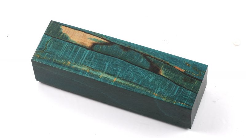 Bloc de hêtre échauffé stabilisé turquoise