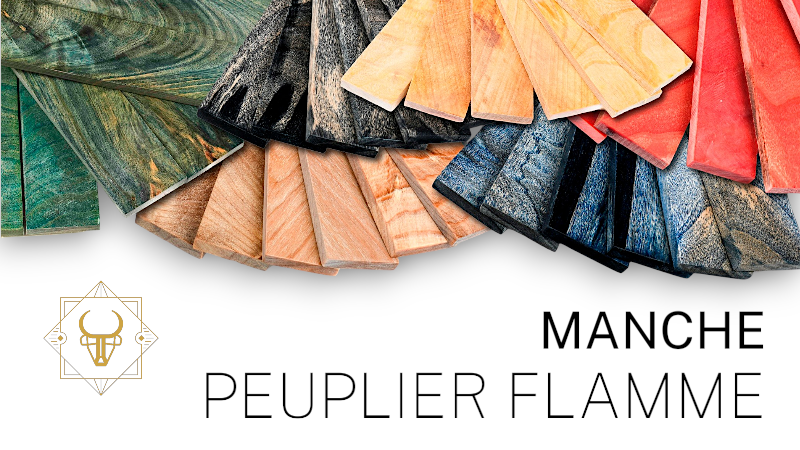 Manche de Peuplier Flammé Stabilisé : Beauté et Durabilité Exceptionnelle (multi-couleur)