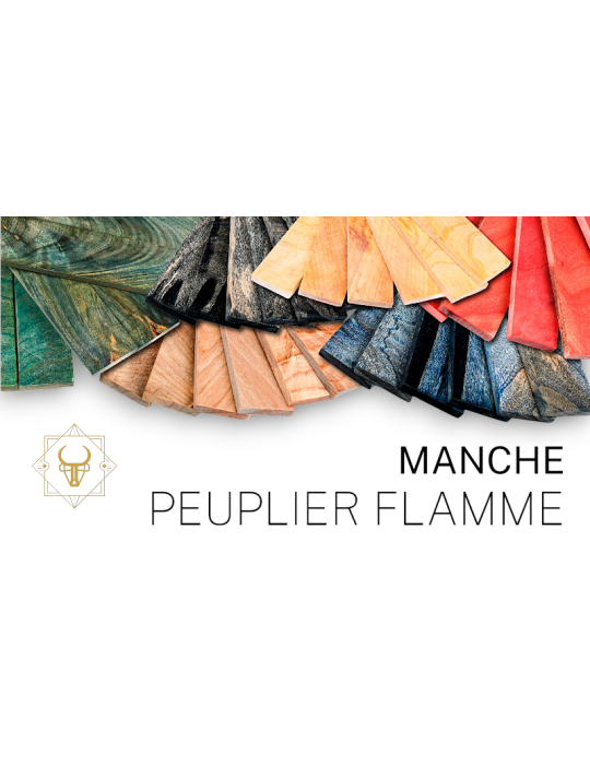 Manche de Peuplier Flammé Stabilisé : Beauté et Durabilité Exceptionnelle (multi-couleur)