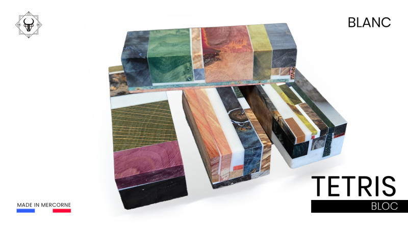 Bloc Tétris pour Couteaux – Puzzle de Bois et Résine pour Artisans