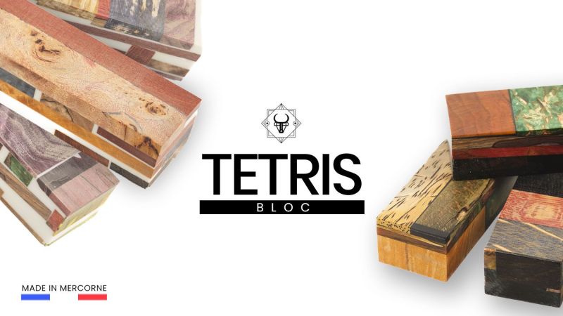 Bloc Tétris pour Couteaux – Puzzle de Bois et Résine pour Artisans