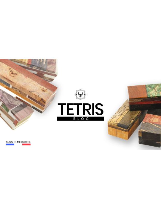 Bloque Tetris para cuchillos - Puzzle de madera y resina para artesanos