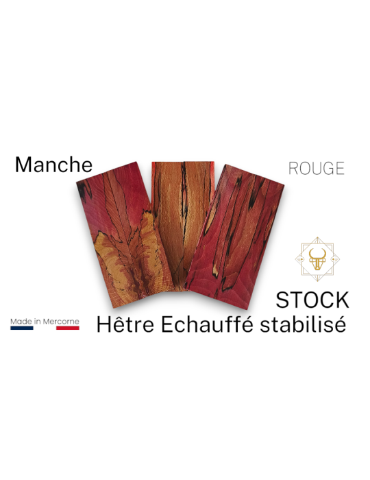 Stabilized spalted beech handle - Made in France - multi-colors