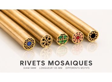 Remache de mosaico de latón, diámetro 5 mm, longitud 135 mm. Ideal para personalizar los mangos de los cuchillos