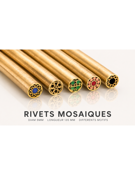 Brass mosaic rivet, 5 mm in diameter, 135 mm long. Ideal for customizing knife handles