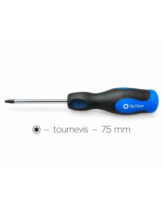 Destornillador Torx T6 de 75 mm para tornillos M2 — con imán