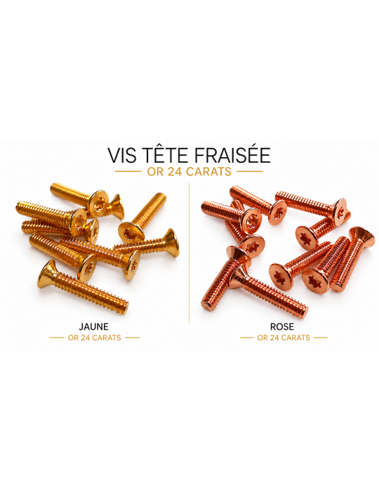 Vis Dorées or 24 carats  ( 2 coloris) M2 L 8mm( par 10)