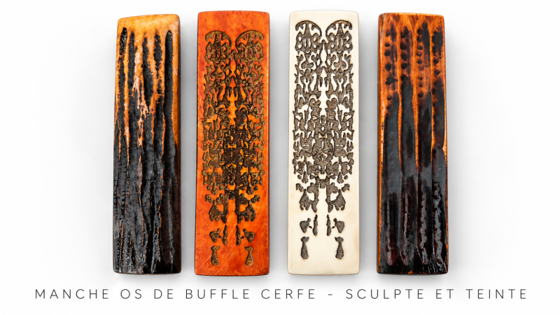 Carved and stained buffalo horn handle | Mercorne