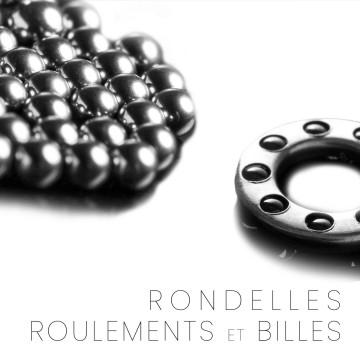 Washers, bearings, and balls for folding knife manufacturing.
